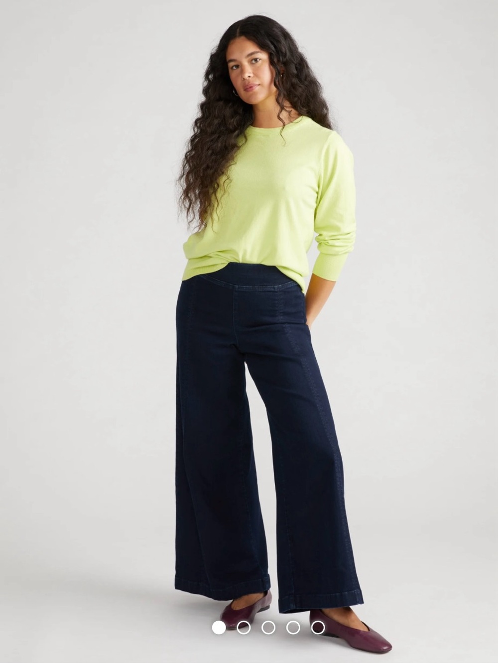 Universal Standard Olivia Pintuck Wide-Leg Dark Navy Jeans